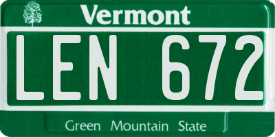 VT license plate LEN672