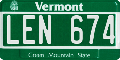 VT license plate LEN674