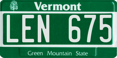 VT license plate LEN675