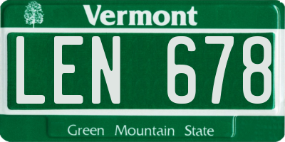 VT license plate LEN678