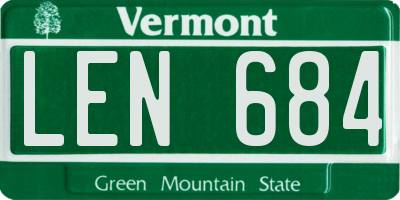 VT license plate LEN684