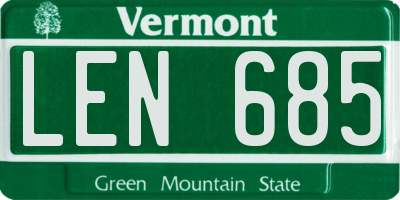VT license plate LEN685