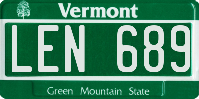 VT license plate LEN689