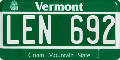 VT license plate LEN692