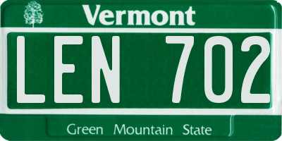 VT license plate LEN702