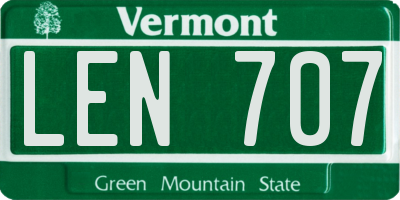 VT license plate LEN707