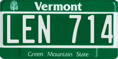 VT license plate LEN714