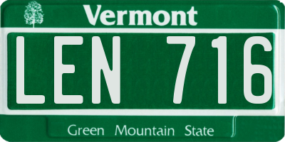 VT license plate LEN716