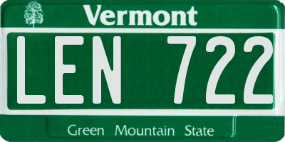 VT license plate LEN722