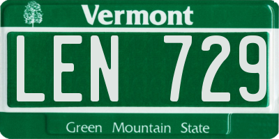 VT license plate LEN729