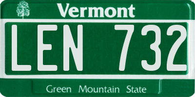 VT license plate LEN732