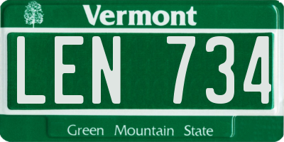 VT license plate LEN734