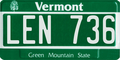VT license plate LEN736
