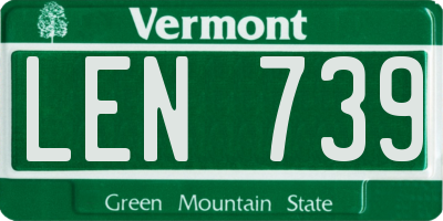 VT license plate LEN739
