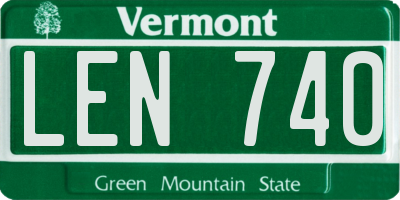VT license plate LEN740
