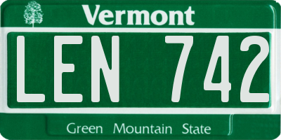 VT license plate LEN742