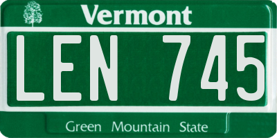 VT license plate LEN745