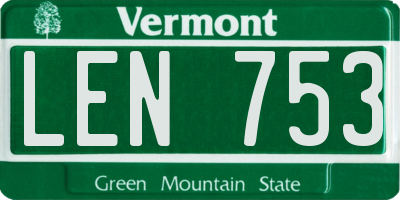 VT license plate LEN753