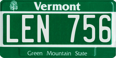 VT license plate LEN756