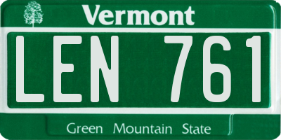 VT license plate LEN761