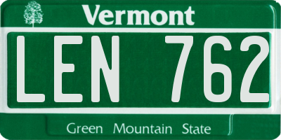 VT license plate LEN762