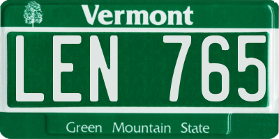 VT license plate LEN765