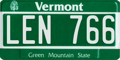 VT license plate LEN766