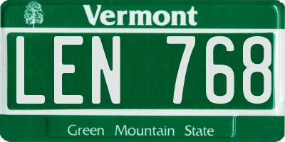 VT license plate LEN768