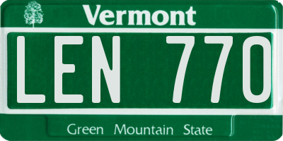 VT license plate LEN770