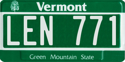 VT license plate LEN771