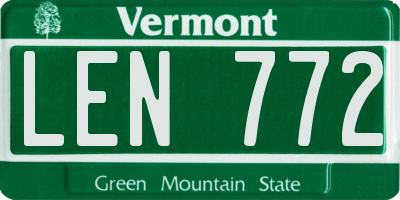 VT license plate LEN772