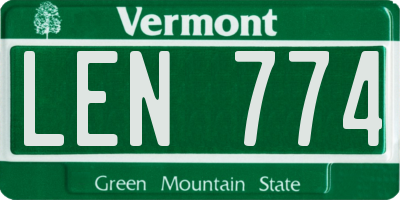 VT license plate LEN774