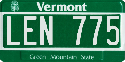 VT license plate LEN775
