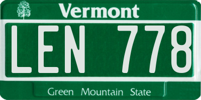 VT license plate LEN778