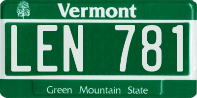 VT license plate LEN781