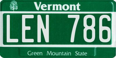 VT license plate LEN786