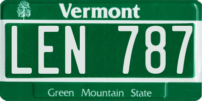 VT license plate LEN787