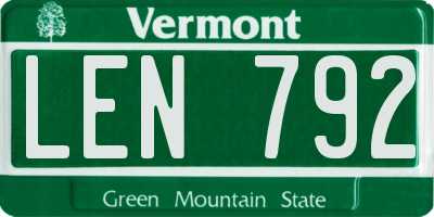 VT license plate LEN792