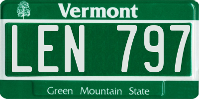 VT license plate LEN797