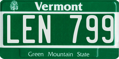 VT license plate LEN799