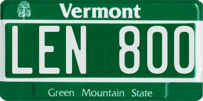 VT license plate LEN800