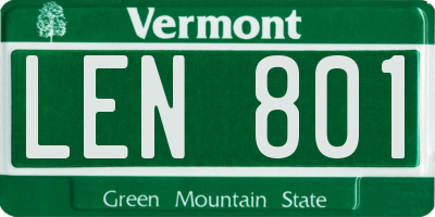 VT license plate LEN801