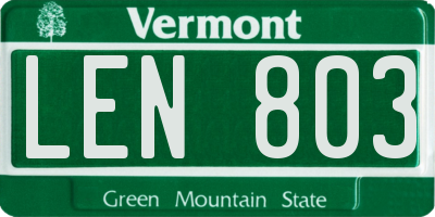 VT license plate LEN803