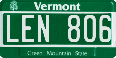 VT license plate LEN806