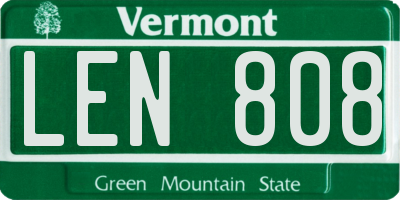 VT license plate LEN808