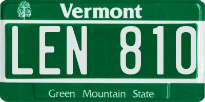 VT license plate LEN810