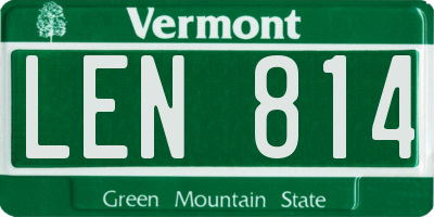 VT license plate LEN814