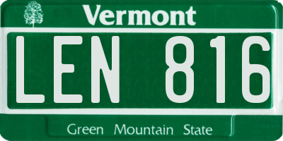 VT license plate LEN816