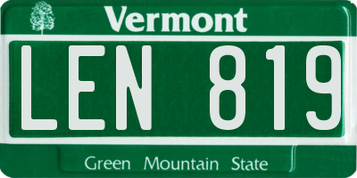 VT license plate LEN819