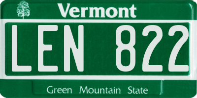 VT license plate LEN822